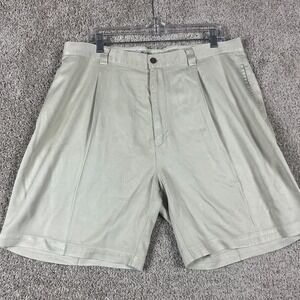 Tommy Bahama Shorts Mens 38 Beige 9" Inseam Casual Chino Pleated 100% Silk Relax